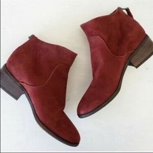 NWT Lucky Brand Red Suede Ankle Booties